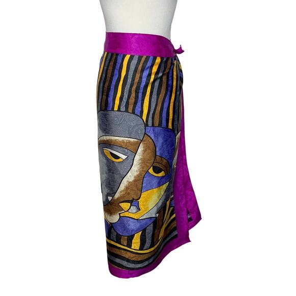 Silky Square Scarf Modern Print "Eyes"  34" - Picture 2 of 8